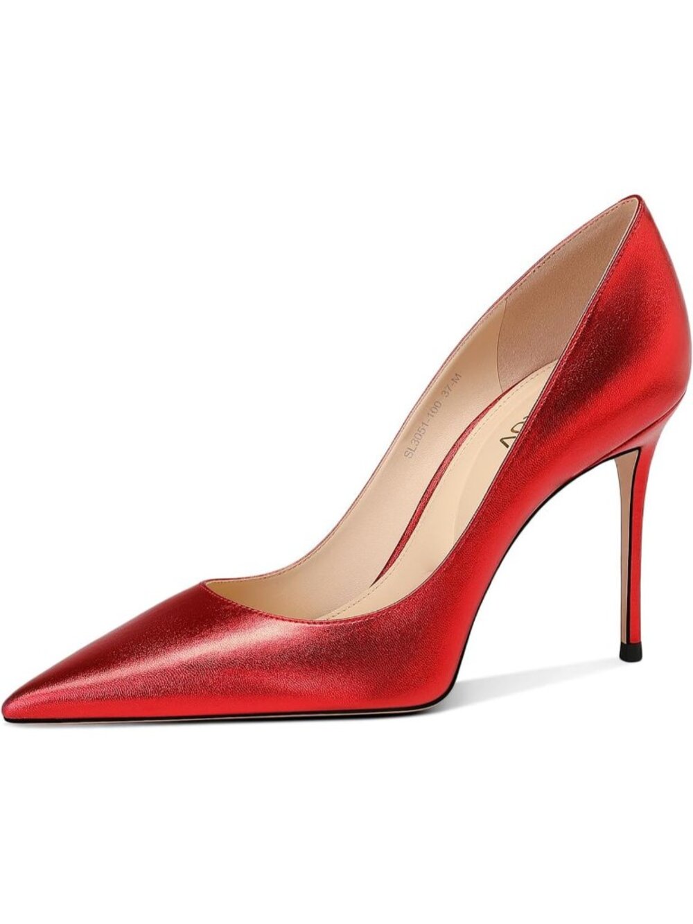 Women's Red Pointed Toe Stiletto Pumps Closed Toe High Heels Pointed Toe